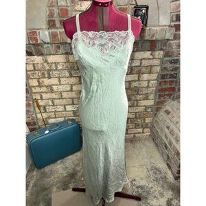 Donna Karan intimates nightgown 100% silk Gray lace long